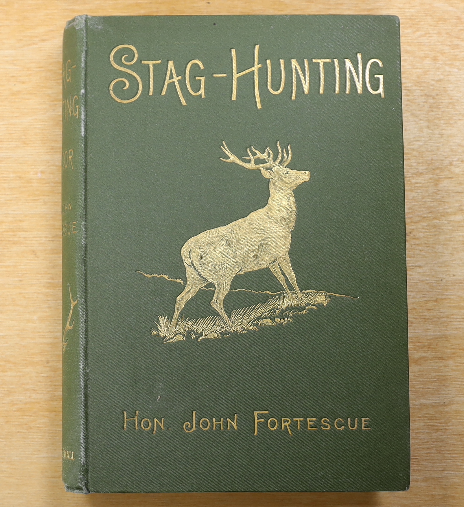 Fortescue, Hon. John - Records of Stag - Hunting on Exmoor. 14 colour printed plates and folded map; publisher's gilt pictorial cloth and patterned e/ps. 1887; Goss, Fred - Memories of a Stag Harbourer: a record of twent